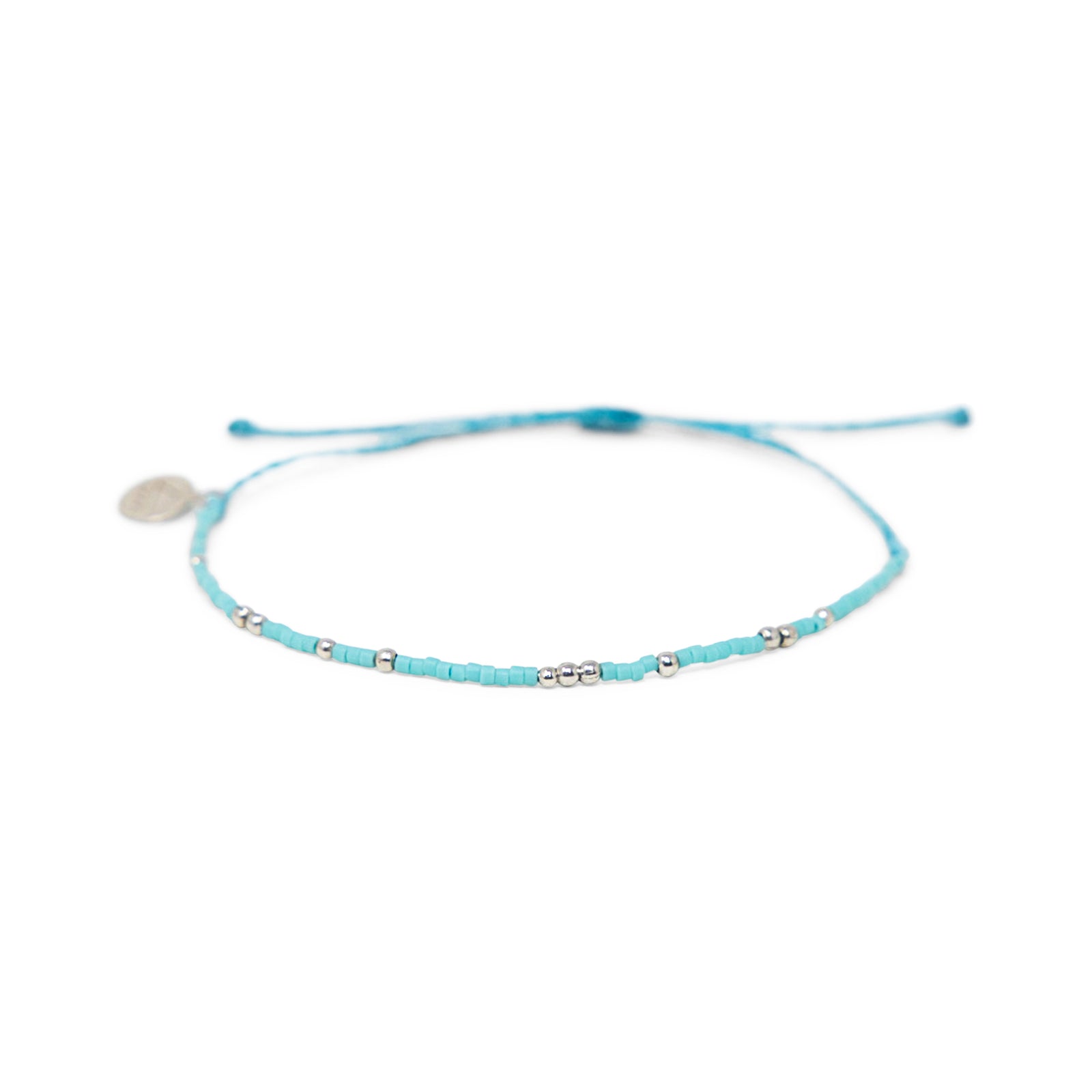 Teal & Silver Bead Bracelet