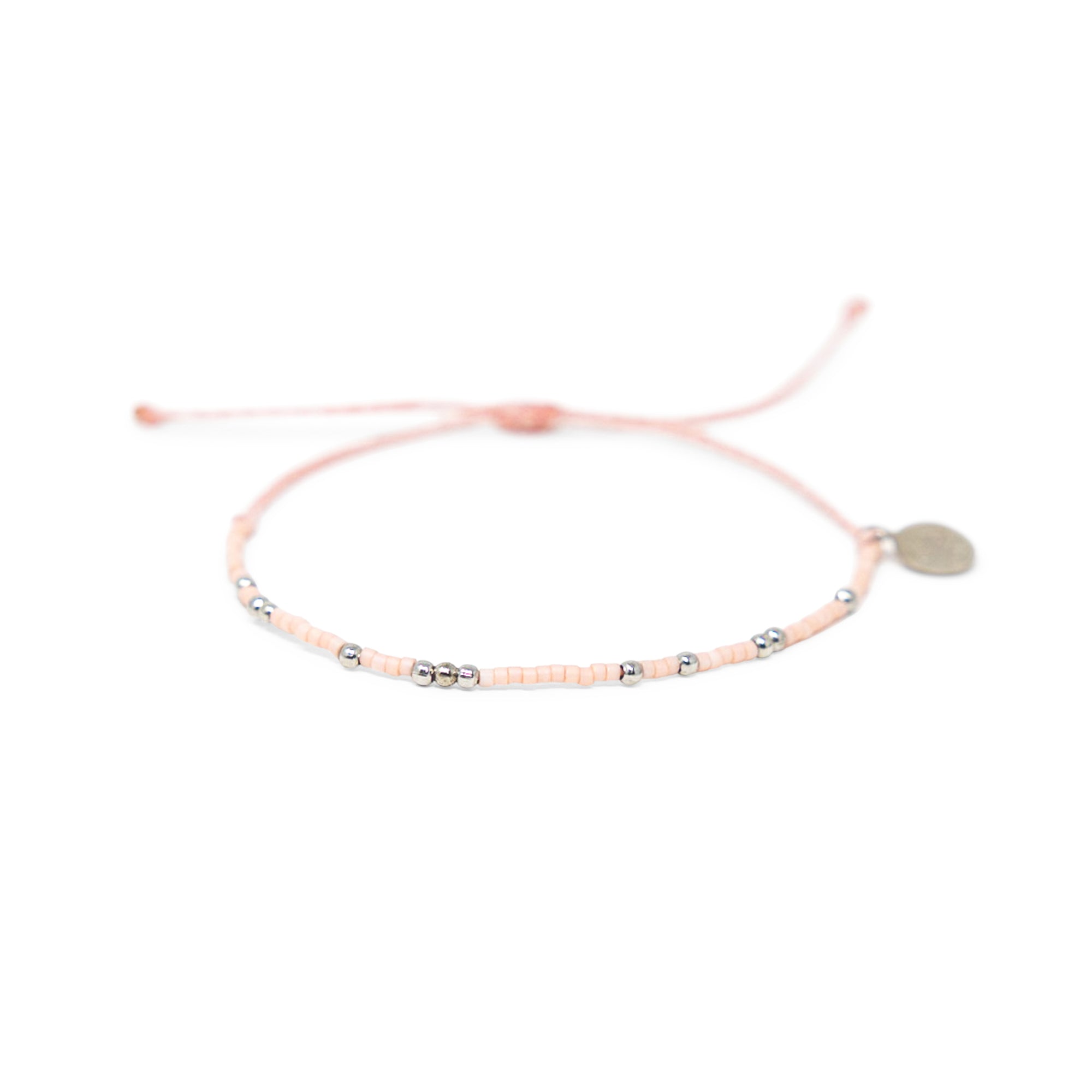 Coral & Silver Bead Bracelet