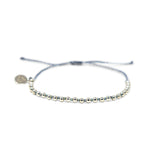 Denim & Silver Bead Alternating Bracelet