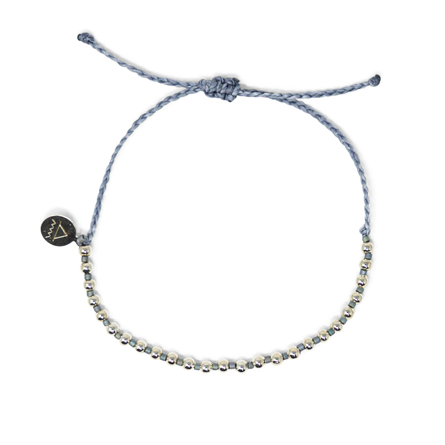Denim & Silver Bead Alternating Bracelet