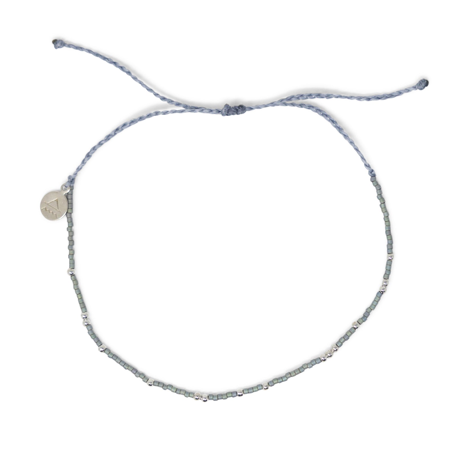 Grey & Silver Bead Anklet on White