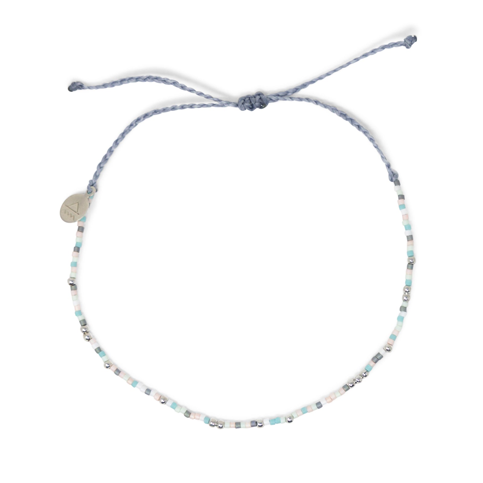 Grey Pink Teal Bead Anklet on White