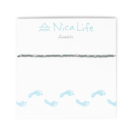 Denim & Silver Bead Anklet