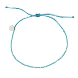 Teal & Silver Bead Anklet on White