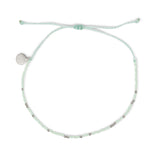Mint & Silver Bead Anklet on White