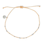 Pink & Silver Bead Anklet on White