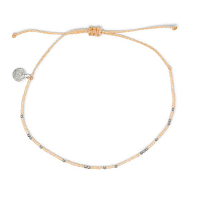 Pink & Silver Bead Anklet on White