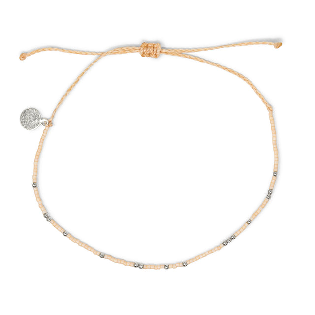 Pink & Silver Bead Anklet on White