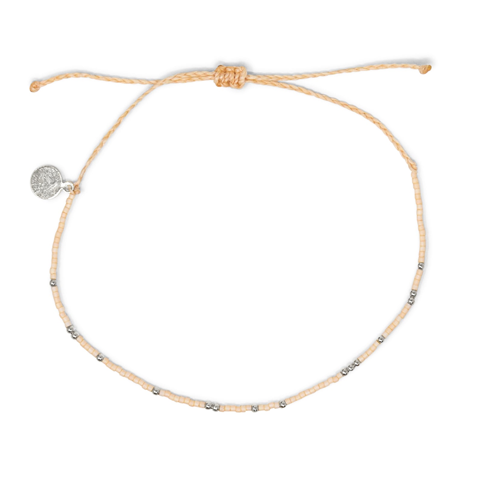 Pink & Silver Bead Anklet on White