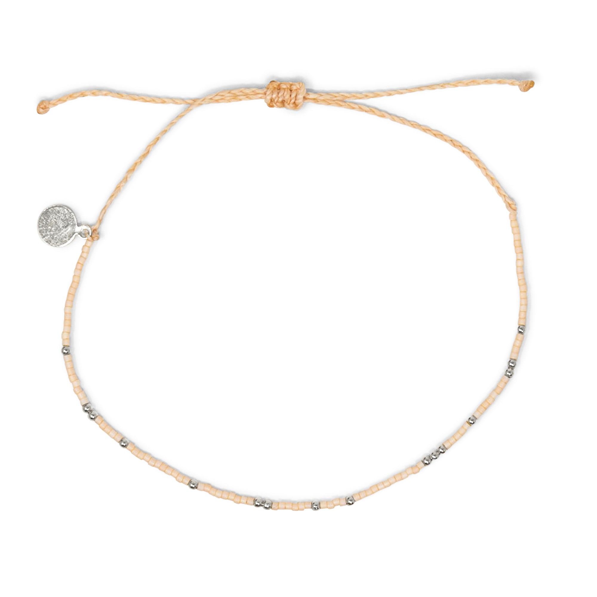 Coral & Silver Bead Anklet