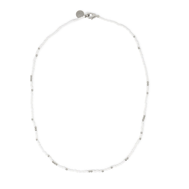 White & Silver Bead Necklace