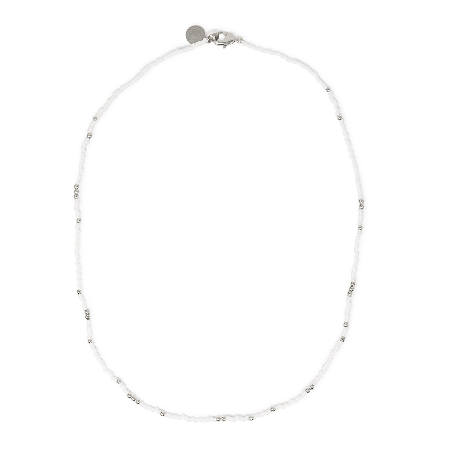 White & Silver Bead Necklace