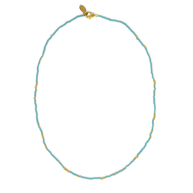 Teal & Gold Bead Necklace