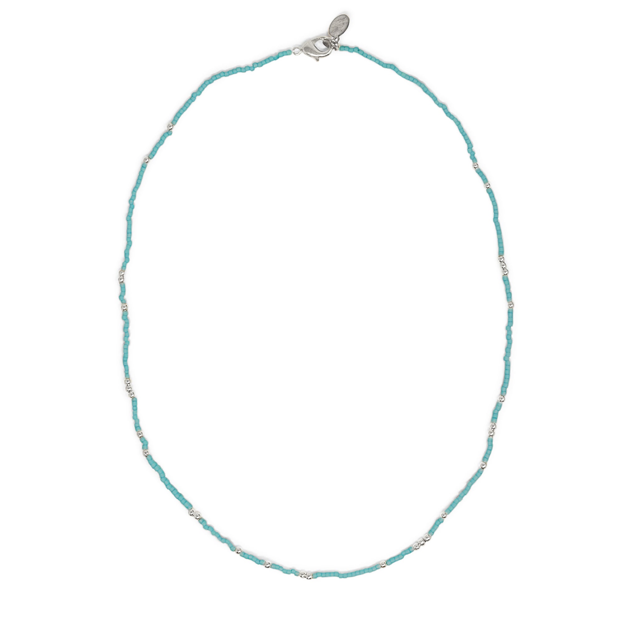 Teal & Silver Bead Necklace