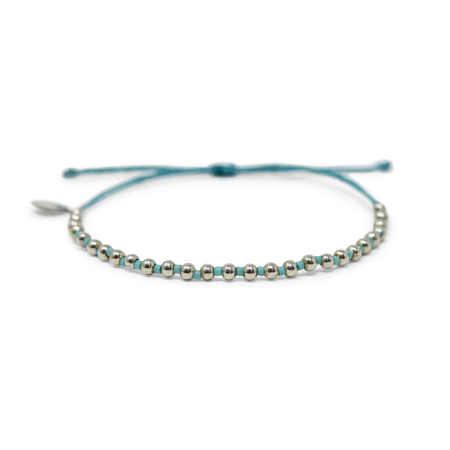 Teal & Silver Bead Alternating Bracelet
