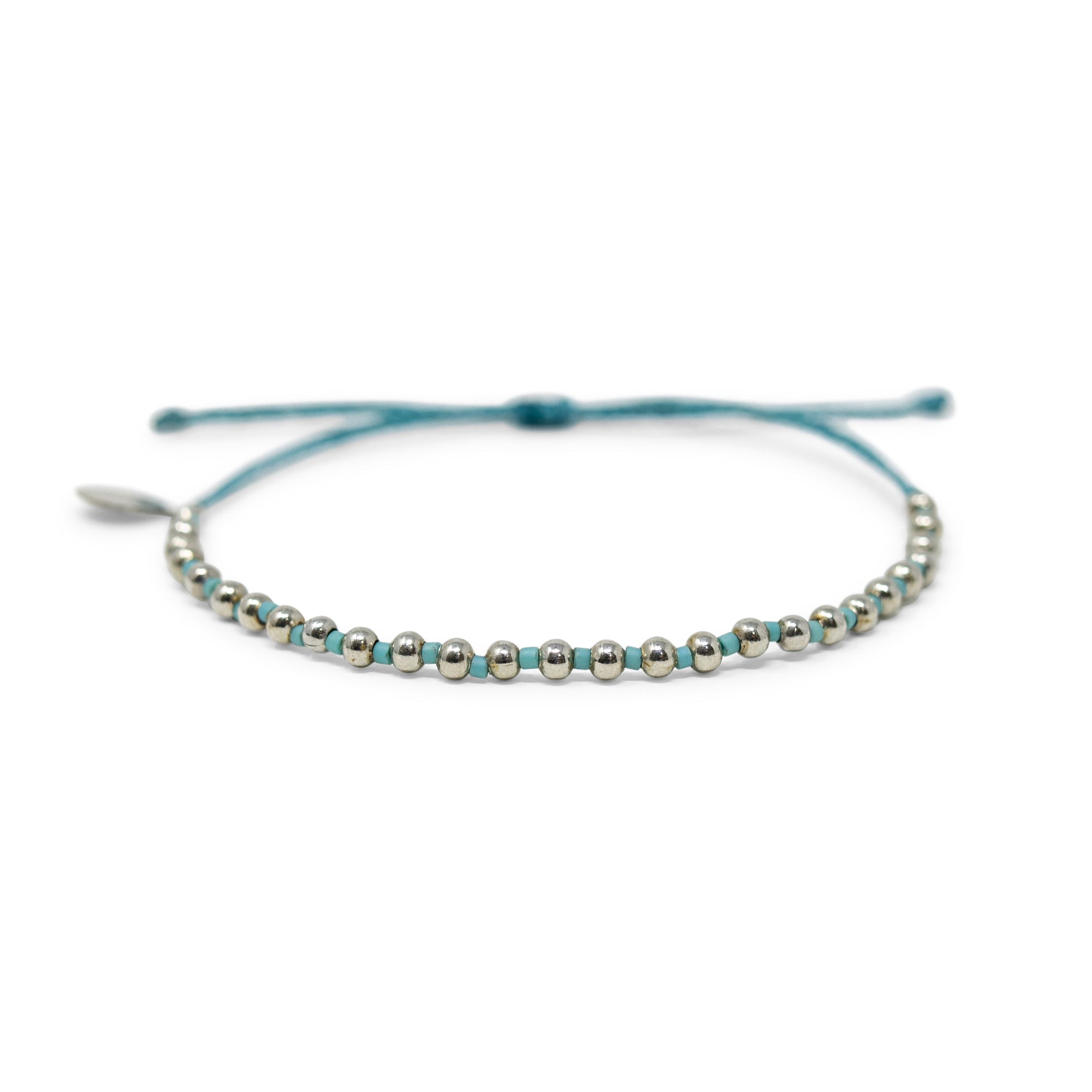 Teal & Silver Bead Alternating Bracelet
