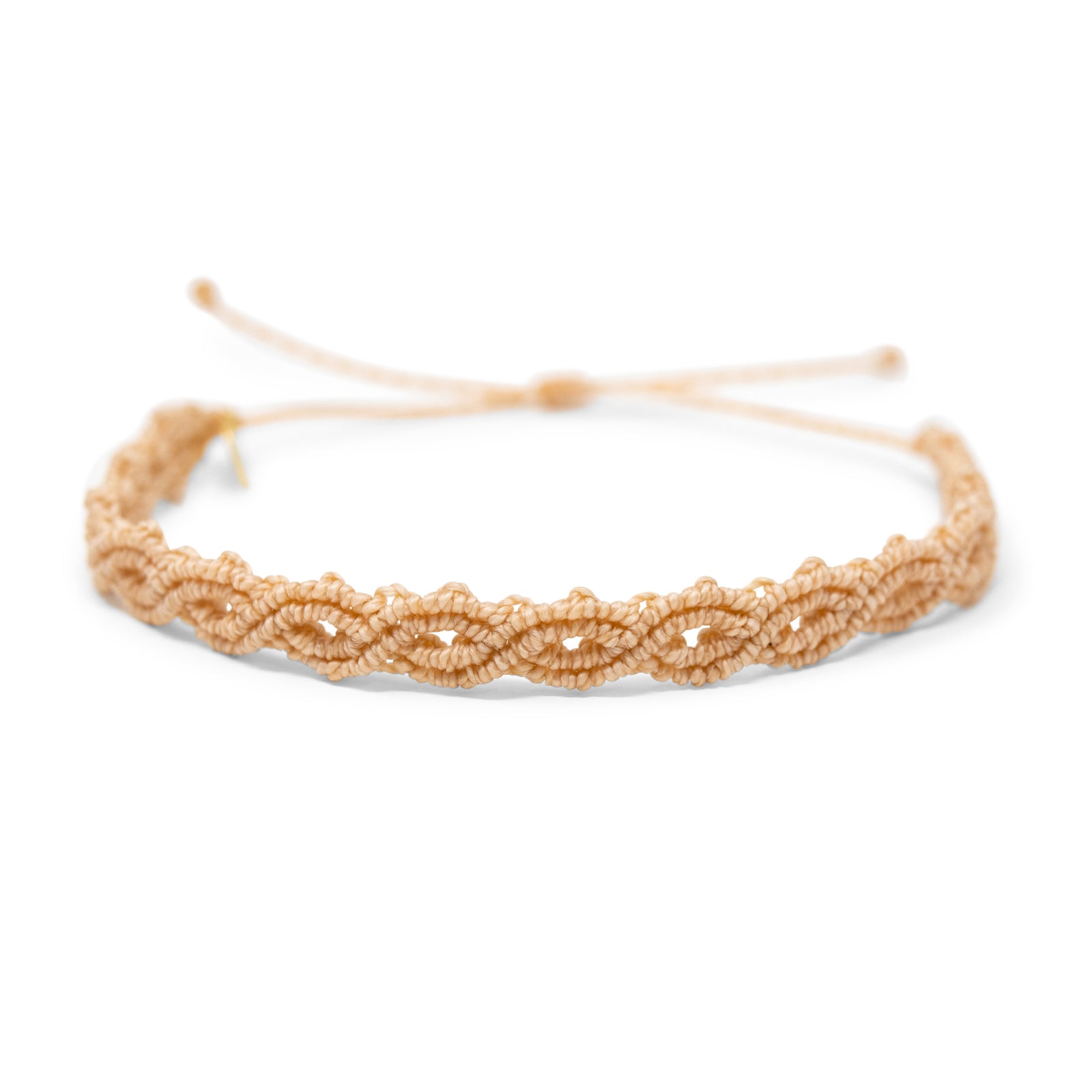 Peach Macrame Anklet on White