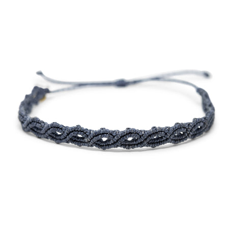 Grey Macrame Anklet on White