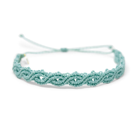 Light Teal Macrame Anklet on White