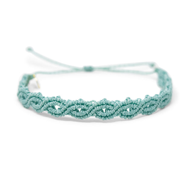 Light Teal Macrame Anklet on White