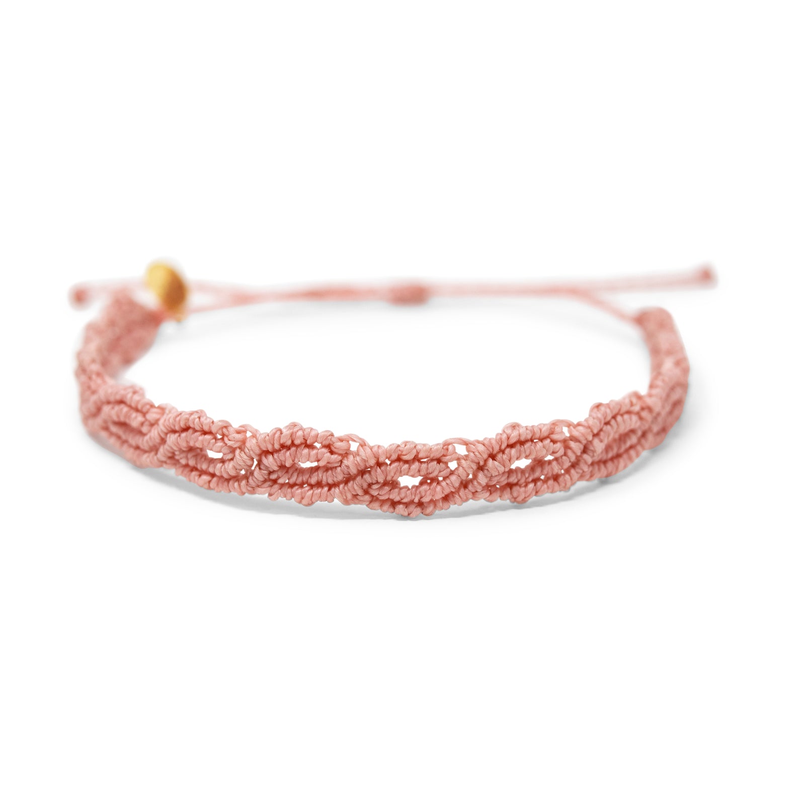 Pink Macrame Anklet on White