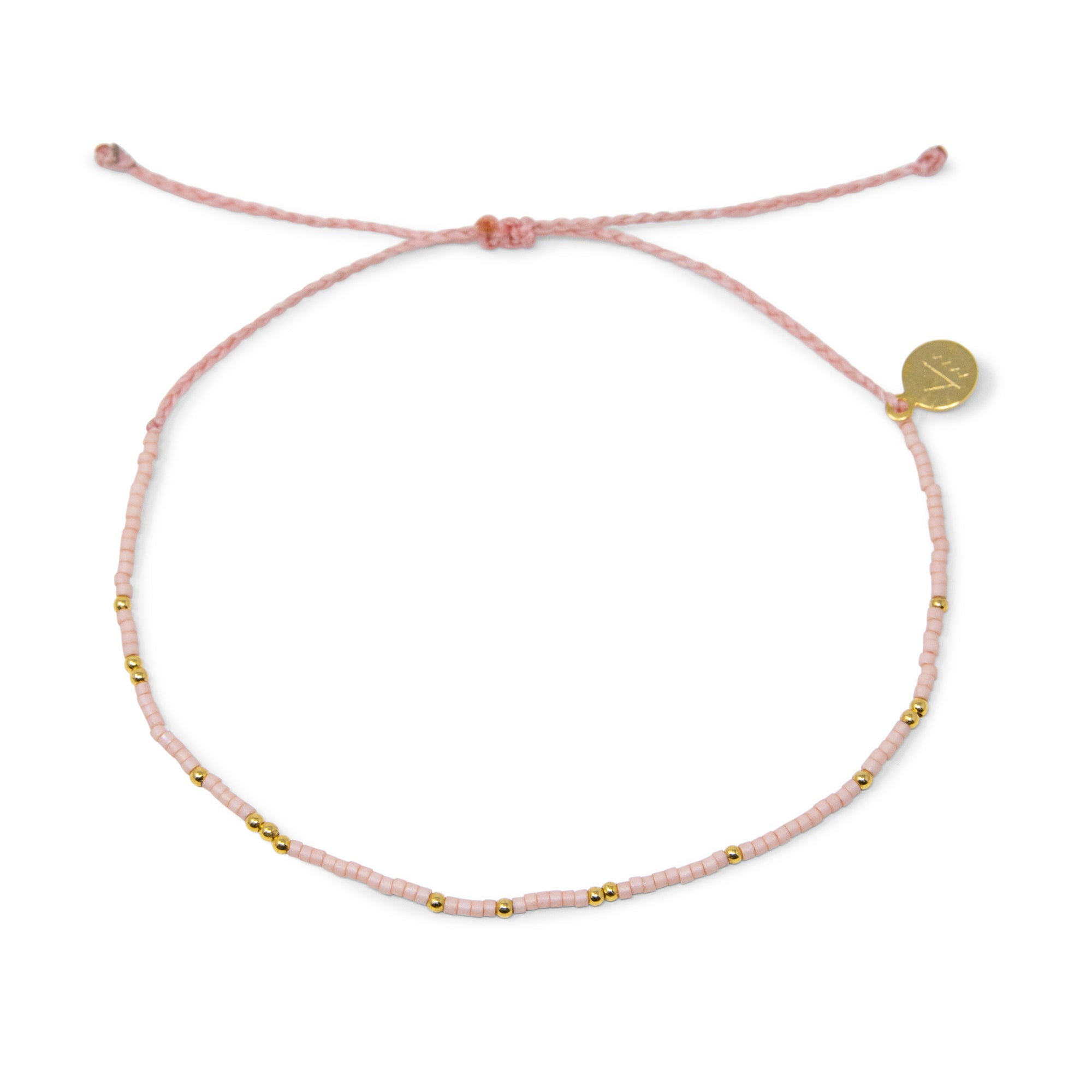 Coral & Gold Bead Anklet