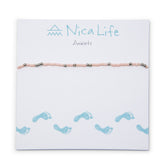 Coral & Silver Bead Anklet