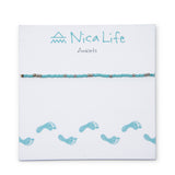 Teal & Silver Bead Anklet