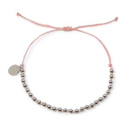 Coral & Silver Bead Alternating Bracelet