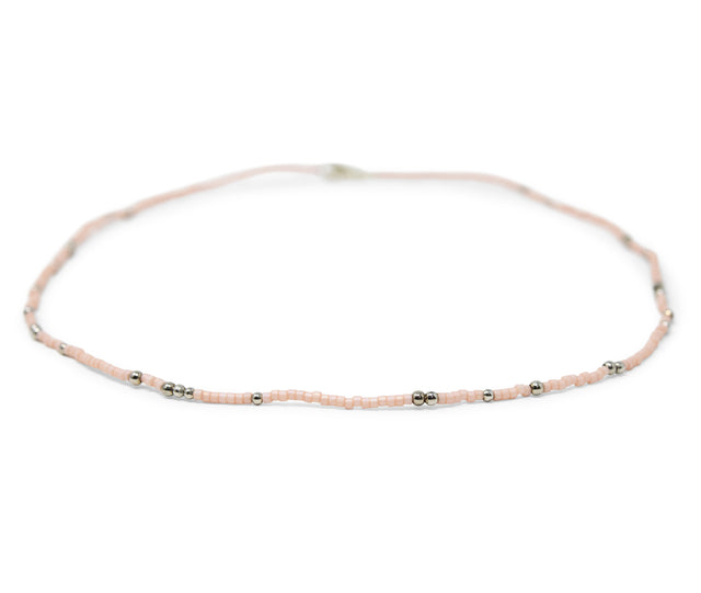 Coral & Silver Bead Necklace
