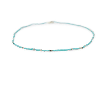 Teal & Silver Bead Necklace