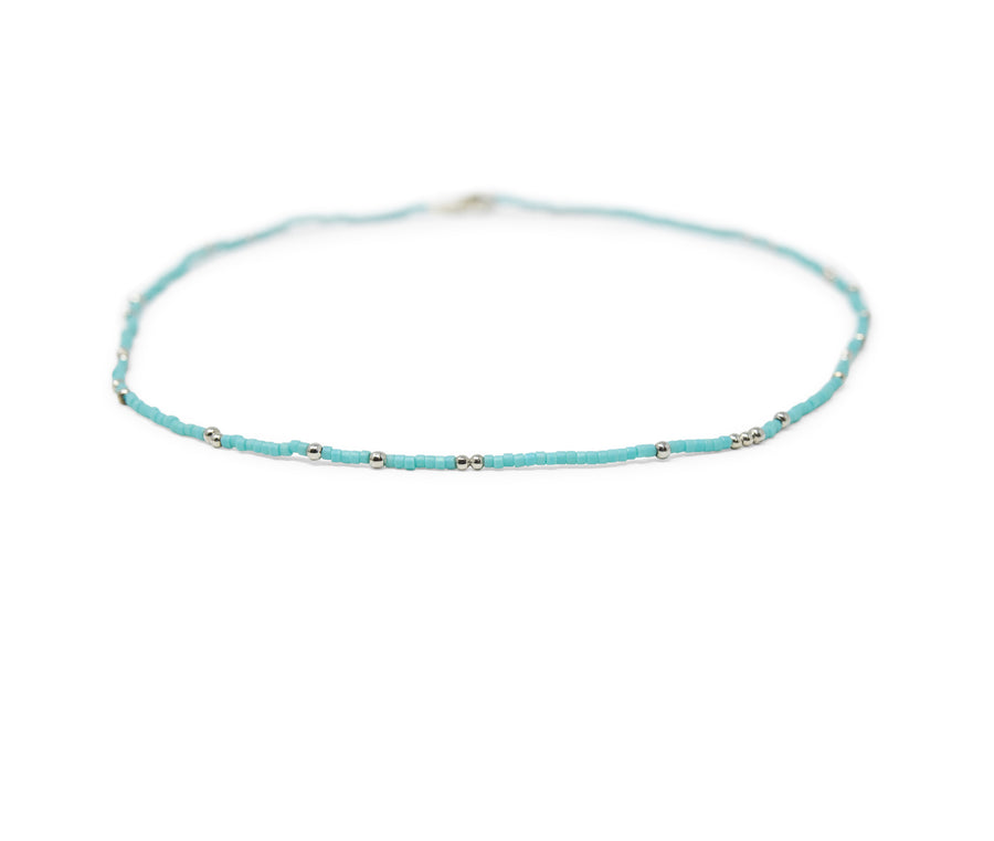 Teal & Silver Bead Necklace