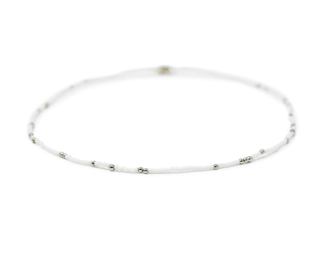 White & Silver Bead Necklace