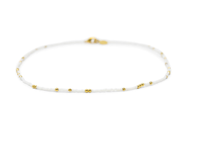 White & Gold Bead Necklace