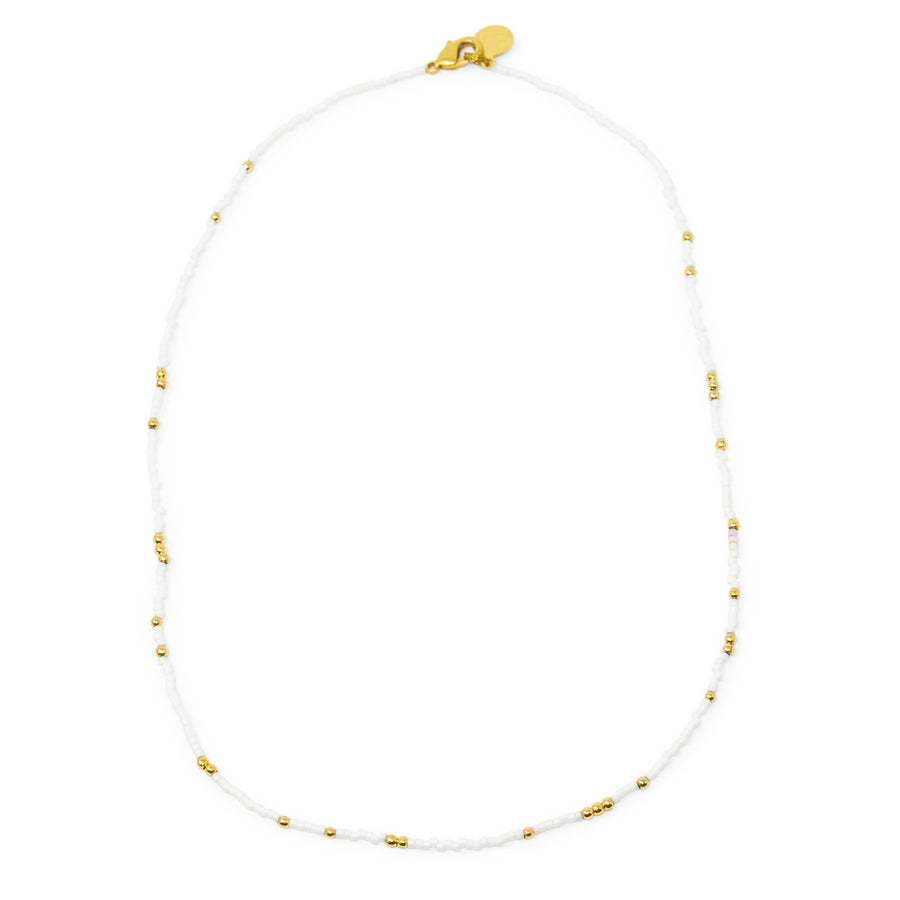 White & Gold Bead Necklace
