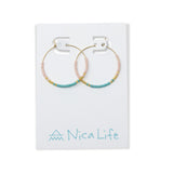 Teal & Coral Ombre Gold Hoops