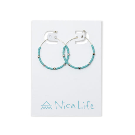 Teal & Silver Hoops