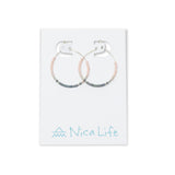 Denim & Coral Ombre w/  Silver Hoops