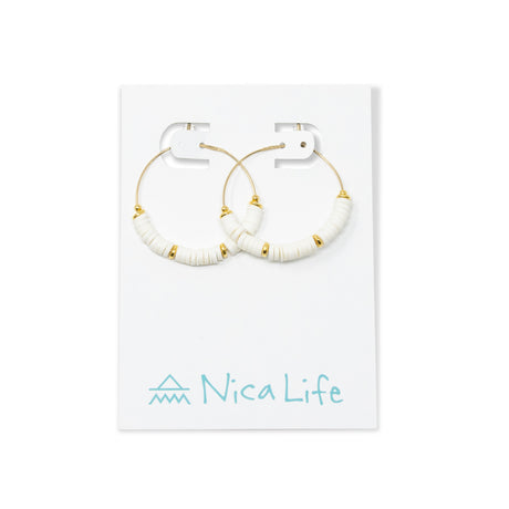 Cali Surfer White & Gold Hoops