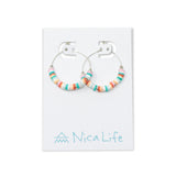 Cali Surfer Corals & Teals Silver Hoops