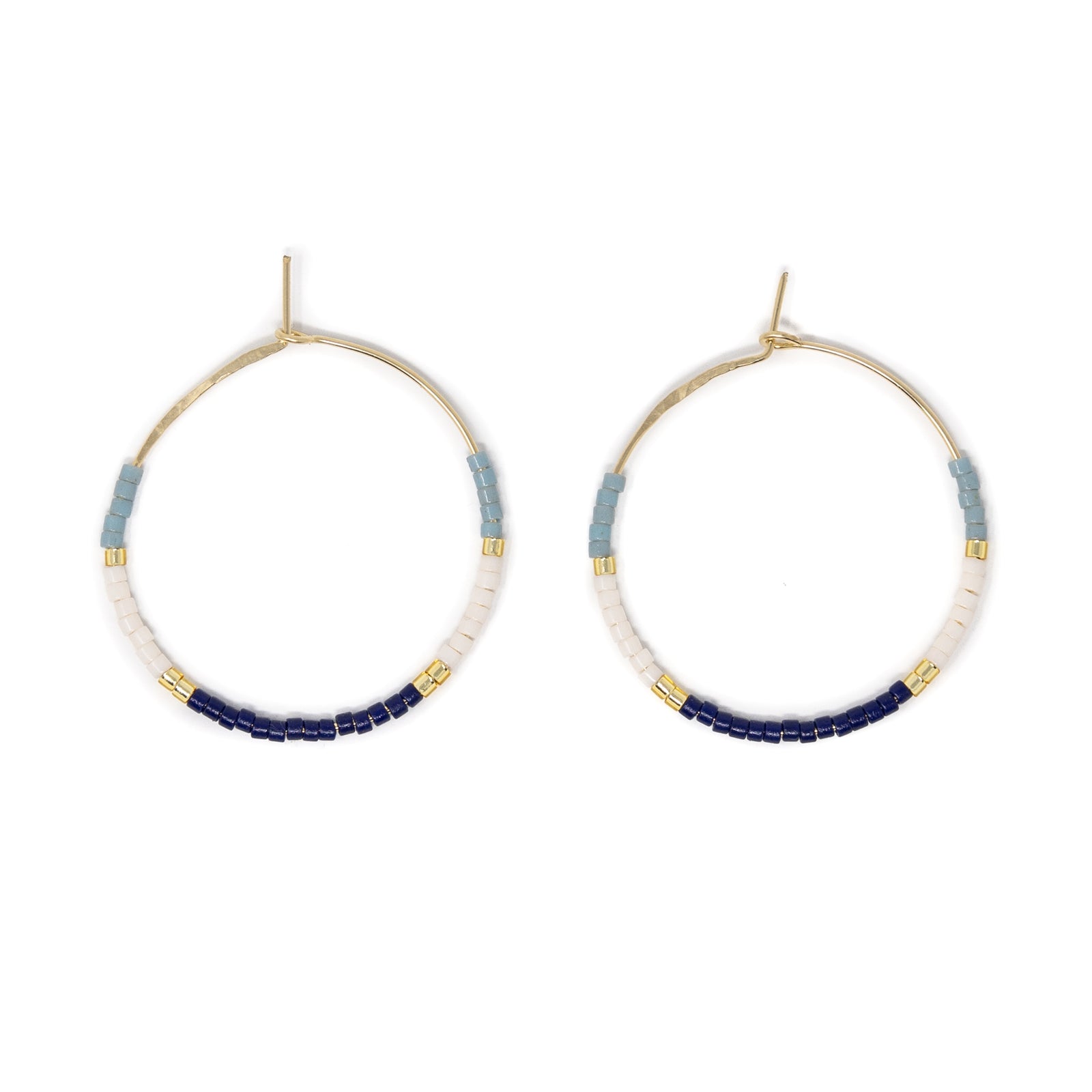 Blues - Seed Bead Hoops, Wildflower Colors in Gold