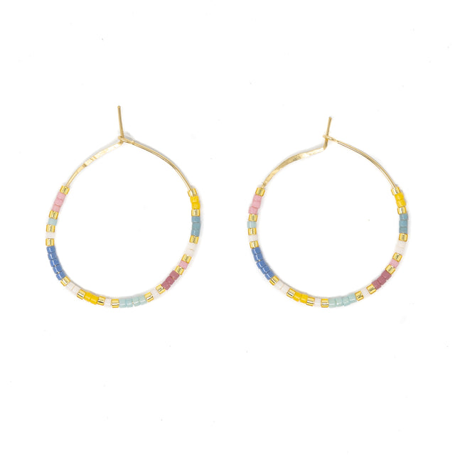 Field of Flowers - Seed Bead Hoops, Wildflower Colors in Gold