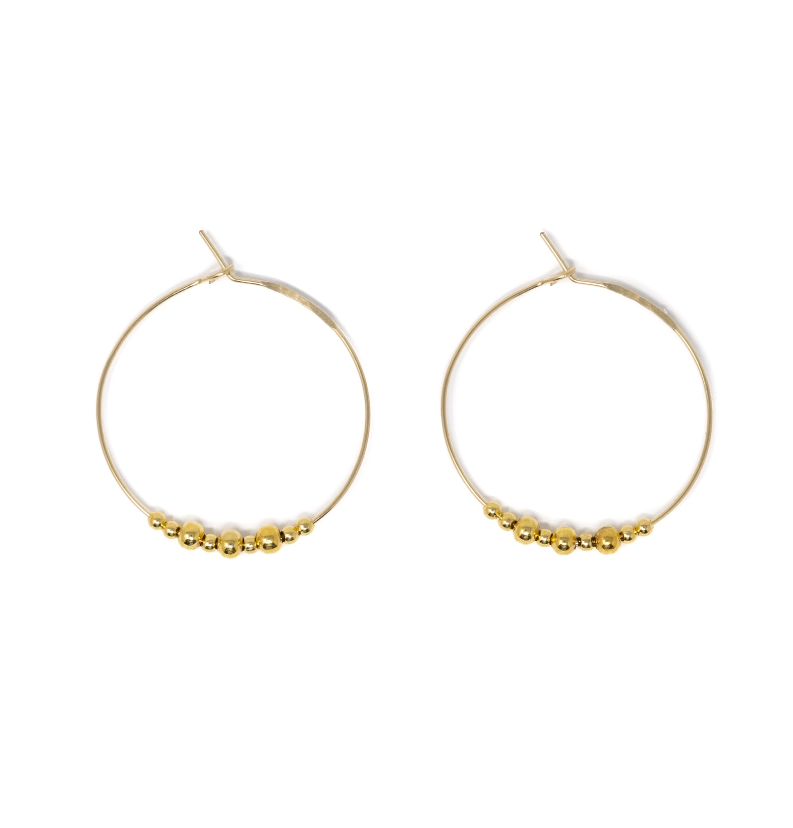 Gold Beaded Hoops