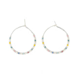 Wildflower Meadow - Seed Bead Hoops, Wildflower Colors in Silver