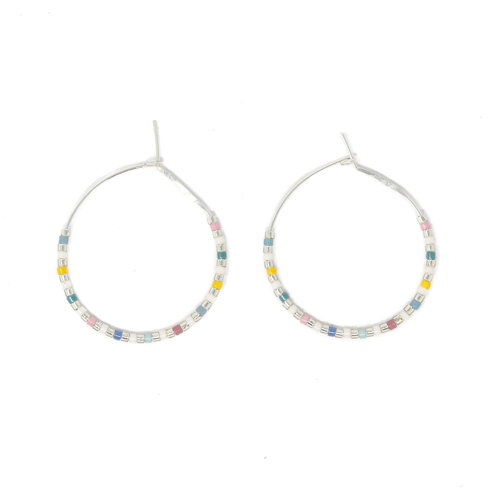 Wildflower Meadow - Seed Bead Hoops, Wildflower Colors in Silver
