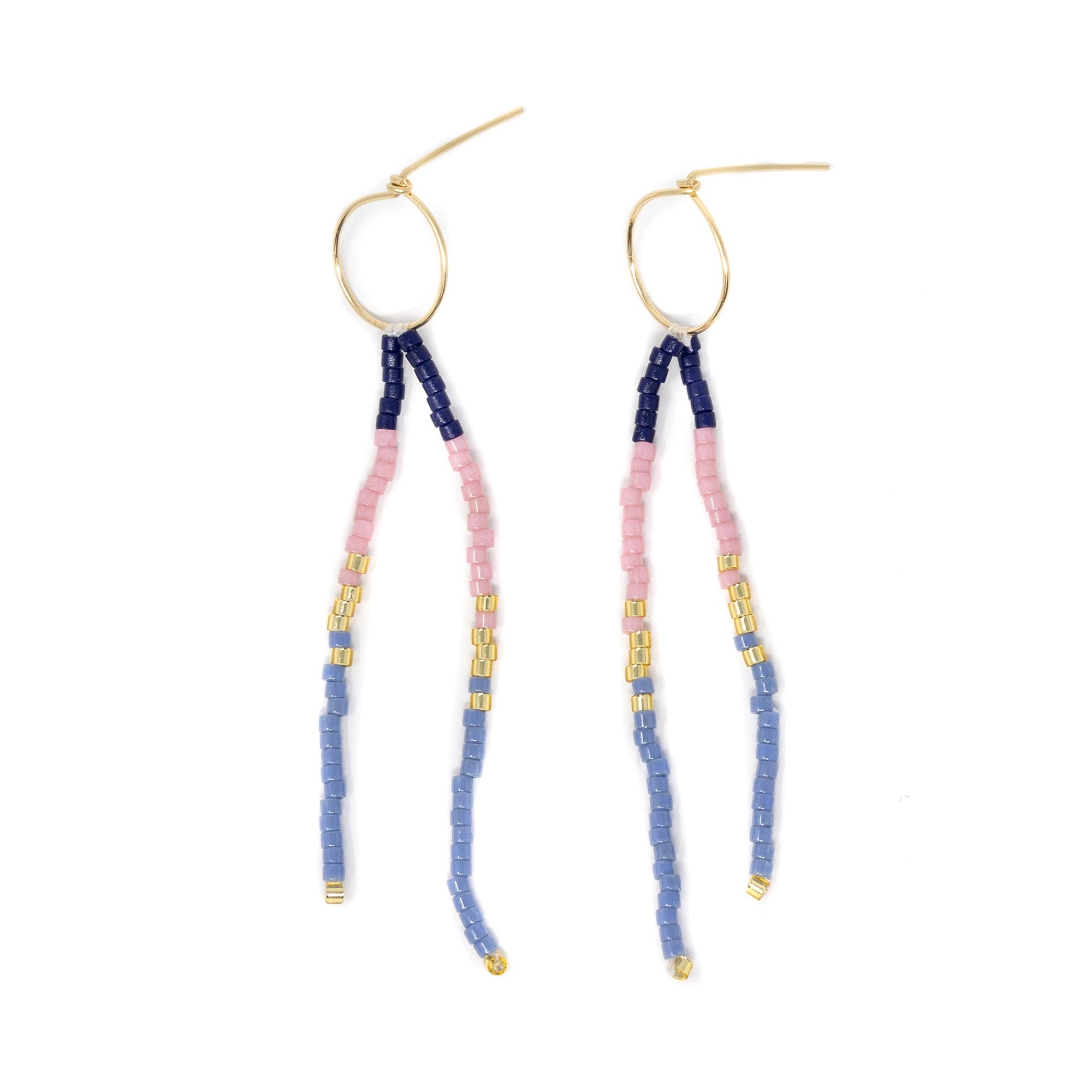 Pink & Blue - Surfer Dangles,Wildflower Colors in Gold
