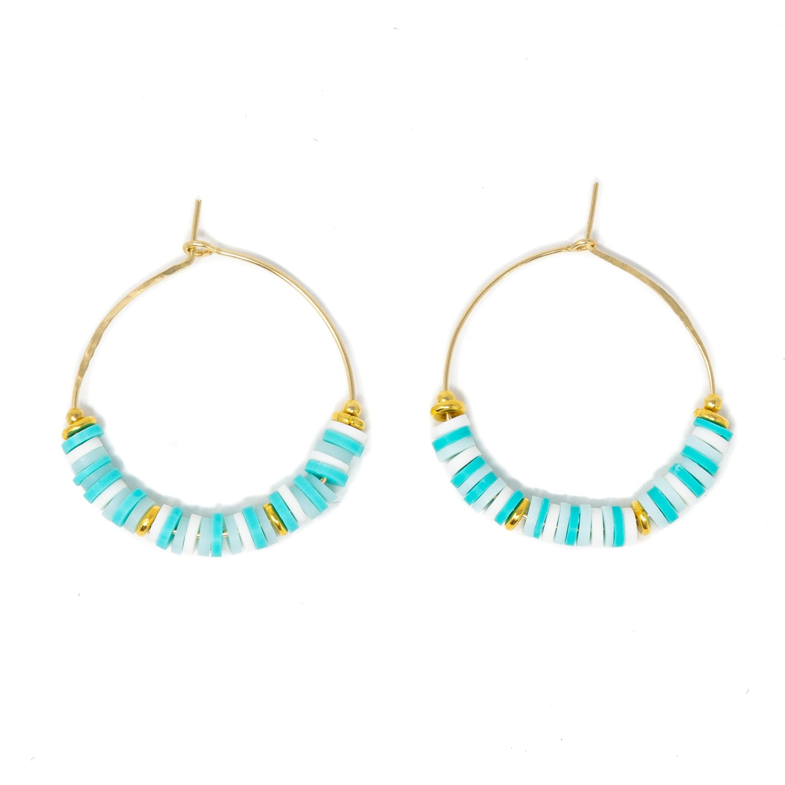 Teals Multi - Cali Surfer Hoop Earrings in Gold