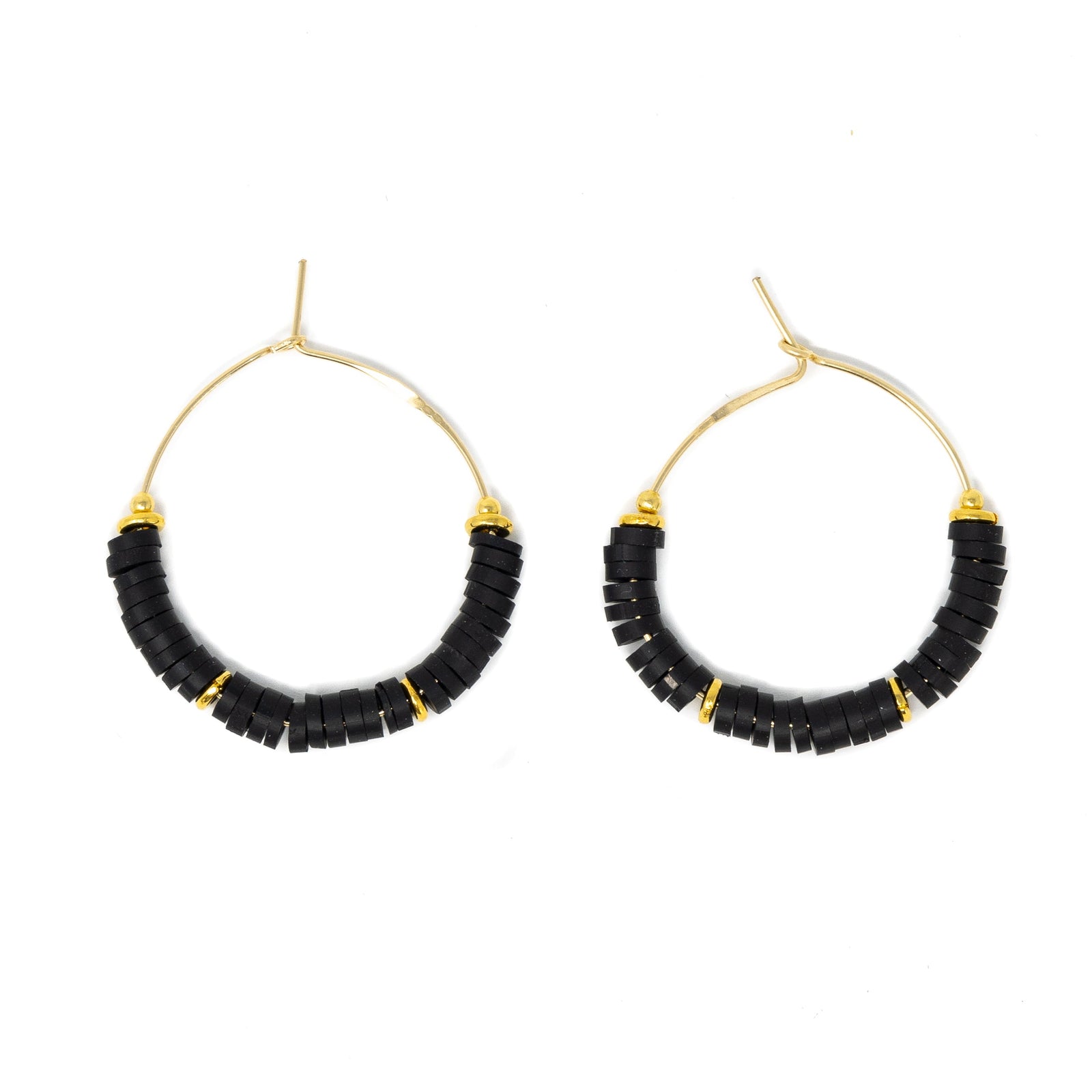 Black - Cali Surfer Hoop Earrings in Gold
