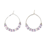 Plum, & Pink Multi - Cali Surfer Hoop Earrings in Silver