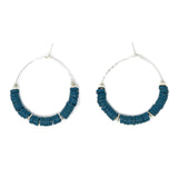 Navy - Cali Surfer Hoop Earrings in Silver